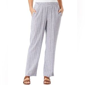 NWT Blue Striped Women's Linen Blend Pants Med